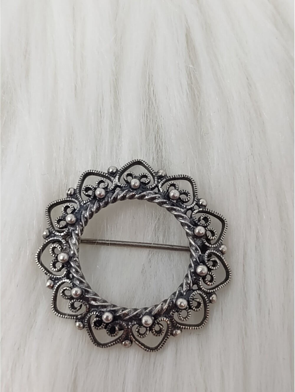 Vintage Danecraft Sterling Silver 925 Filigree Circle Brooch